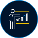 CPG Person pointing at bar chart