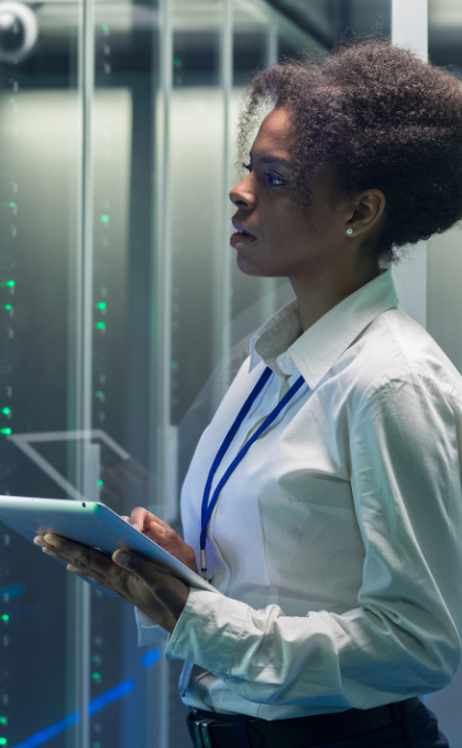 CPG Woman entering data information in laptop