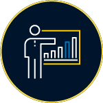 CPG Person poining at data chart